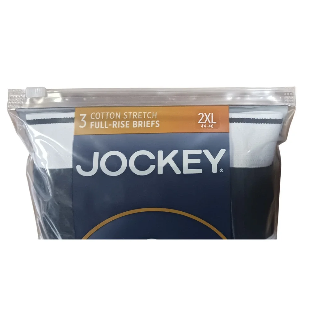Jockey Men's Underwear Pouch Full Rise Brief 3 Pack Black Size XXL New